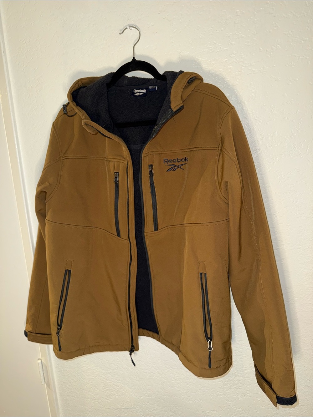Reebok Men's Brown Hooded Performance Softshell Jacket